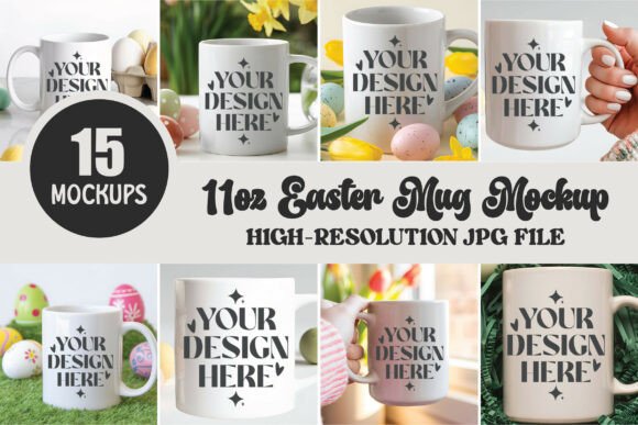 11oz Easter Mug Mockup Bundle: Essential Graphics for Product Mockups