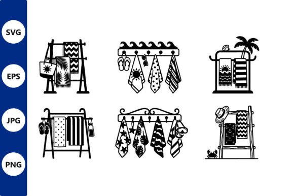 Beach Towels and Racks Vector Art for Graphics and Illustrations