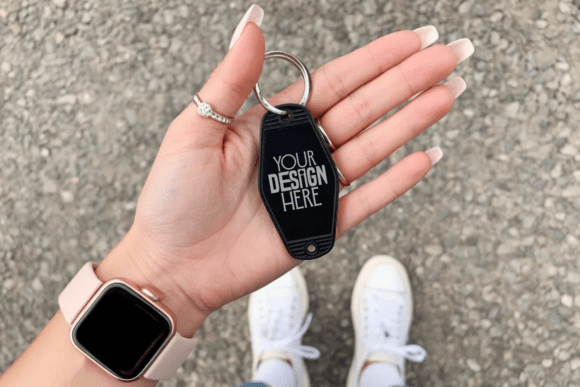 Black Hotel Keychain Mockup for Graphics & Product Mockups
