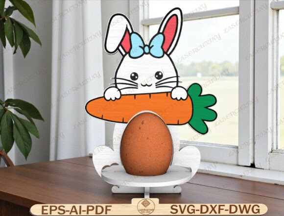 Bunny Carrot Egg Holder Laser Cut File for Graphics