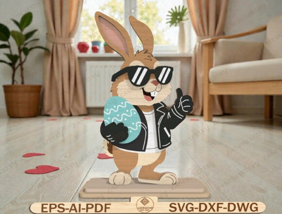 Cool Easter Bunny Laser Cut File for Graphics and Graphic Templates