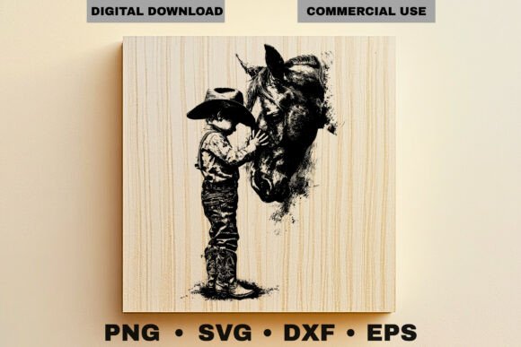Cowboy Boy and Horse SVG for Graphics and Crafts
