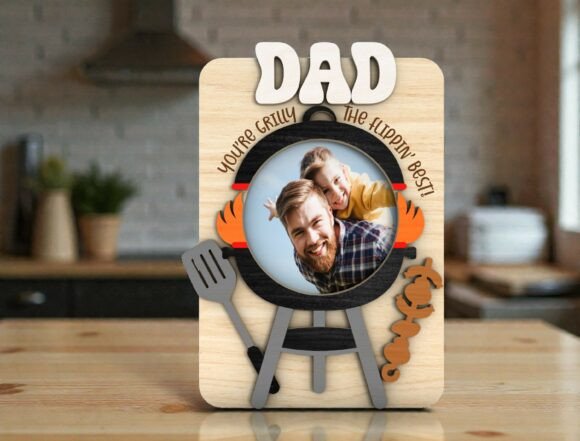 Dad Grilling Photo Frame SVG for Graphics and Graphic Templates