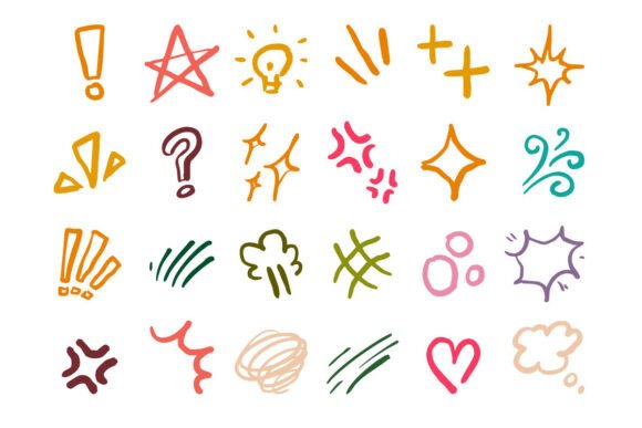 Doodle Symbols Set Hand Drawn Pack SVG Graphics
