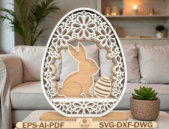 Easter Bunny Egg Laser Cut File for Graphics and Graphic Templates