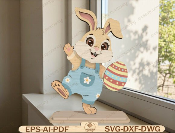 Easter Bunny with Egg Laser Cut File for Graphics and Graphic Templates