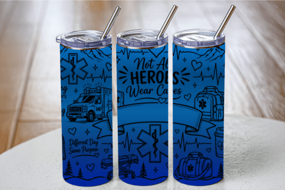 EMS Line Art Tumbler Wrap PNG SVG JPG for Graphics and Tumbler Wraps