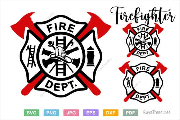 Fire Department Maltese Cross with Axes: Premium Graphics for Crafts