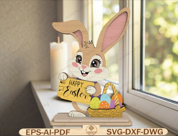 Happy Easter Bunny Holding Sign Lasercut Graphics Review