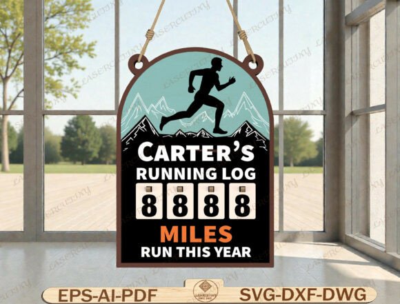 Miles Run This Year Tracker Sign SVG Graphics & Graphic Templates