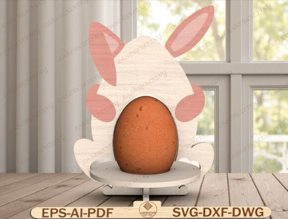 Minimal Bunny Egg Holder Laser Cut File for Graphics and Graphic Templates