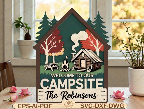 Personalized Campsite Welcome Sign SVG for Graphics & Graphic Templates