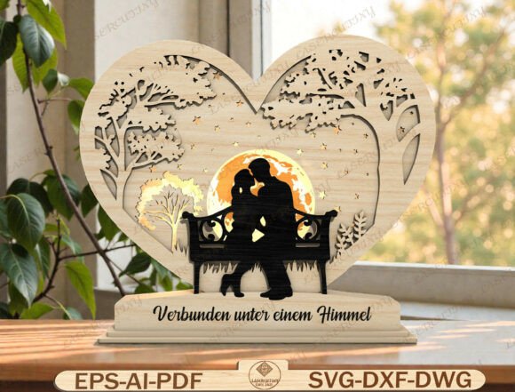 Romantic Couple Heart Laser Cut File for Graphics & Graphic Templates