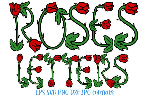 Roses Letters Font Spring Flower Doodle for Crafts and Graphics