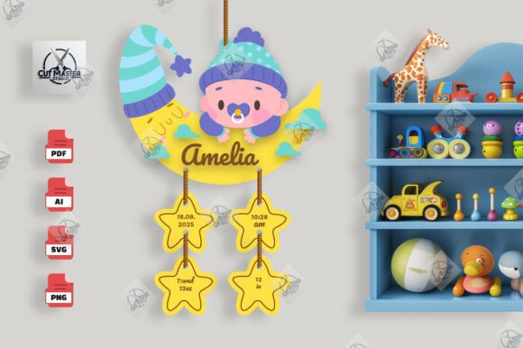 Sleeping Moon Baby Stats Sign SVG Graphics and Crafts Review