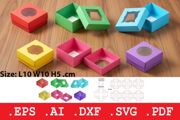 Square Window Lid Gift Box for Graphics and Boxes Amp