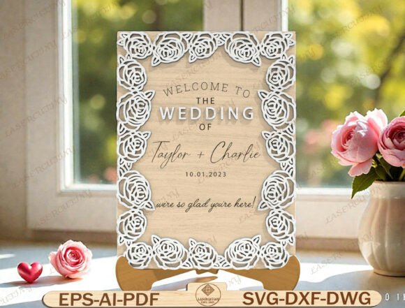 Wedding Welcome Sign Laser Cut File: Premium Graphics for Brand Identity