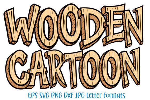 Wooden Cartoon Letters Doodle Font PNG Graphics and Illustrations
