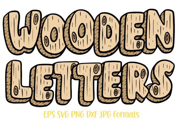 Wooden Letters Doodle Font Lettering ABC for Graphics and Illustrations